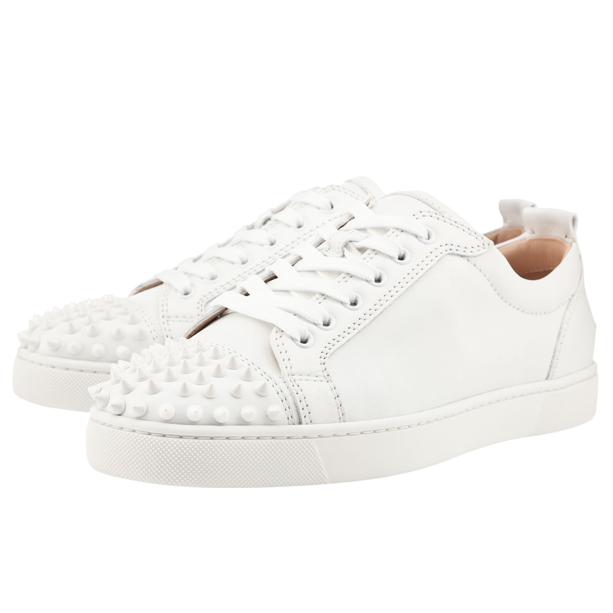 Spiky Louboutin Red Bottoms White