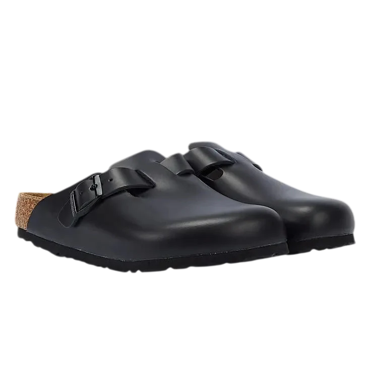 BIRKENSTOCK BOSTON SOFT FOOT BED - BLACK LEATHER – District91wear